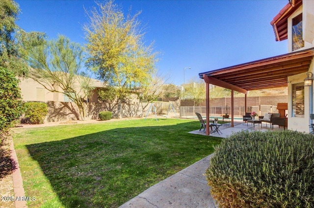 view of yard with a patio and an outdoor hangout area