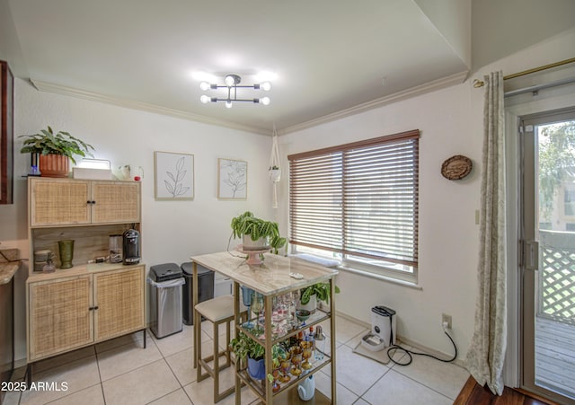 3600 N Hayden Rd Unit 2310, Scottsdale, AZ 85251 - dining room with light tile patterned flooring, crown molding, and baseboards