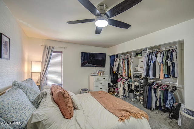 3600 N Hayden Rd Unit 2310, Scottsdale, AZ 85251 - bedroom featuring carpet, a closet, and ceiling fan