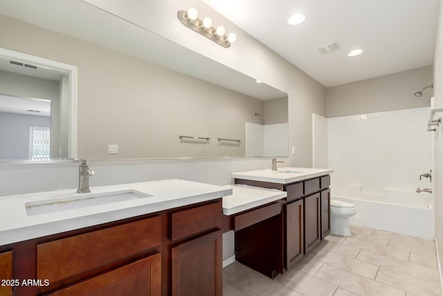 2000 N 36th St Unit 19, Phoenix, AZ 85008 - bathroom with shower / tub combination, vanity, tile patterned floors, and recessed lighting