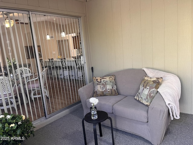 living room with carpet