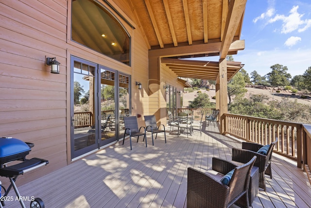 wooden deck with area for grilling