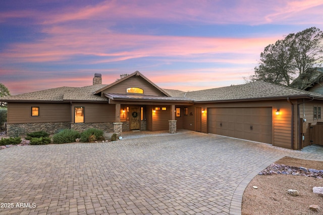 view of front of house with a garage