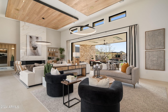 24046 N 126th Pl, Scottsdale, AZ 85255 - living area with wood ceiling and a towering ceiling