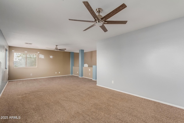 carpeted empty room with ceiling fan