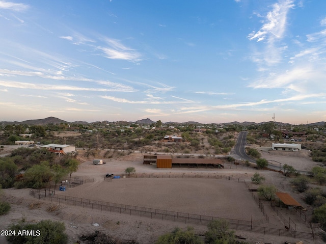 drone / aerial view featuring a mountain view