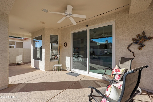 view of patio / terrace with ceiling fan