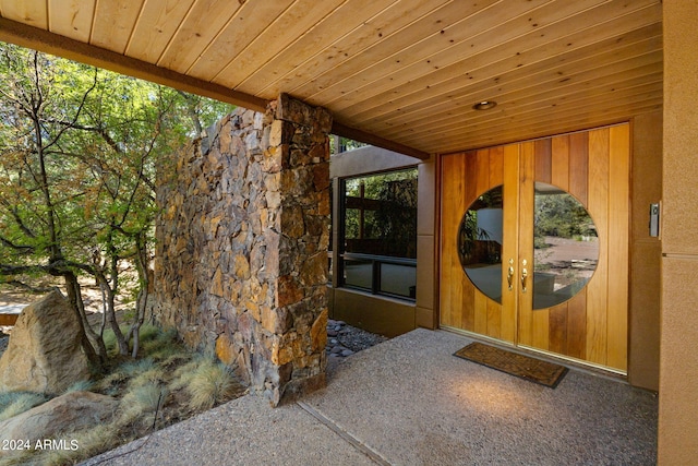 view of exterior entry with french doors