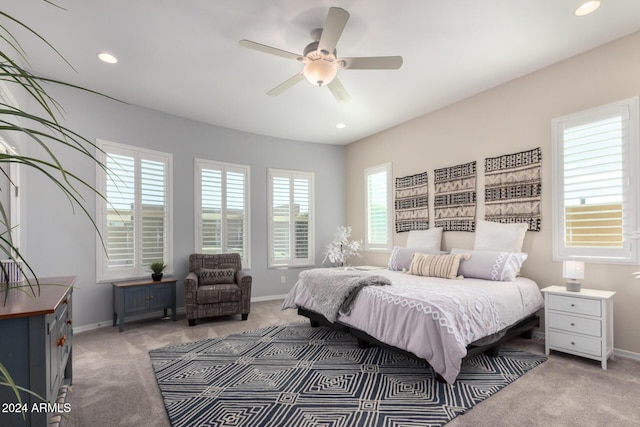 5771 W Cinder Brook Way, Florence, AZ 85132 - bedroom with carpet floors, baseboards, recessed lighting, and ceiling fan