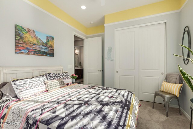 5771 W Cinder Brook Way, Florence, AZ 85132 - carpeted bedroom with a closet, recessed lighting, and baseboards