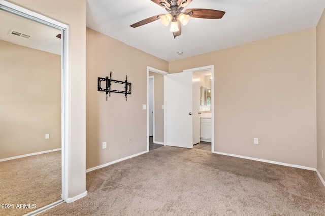 9233 E Neville Ave Unit 1127, Mesa, AZ 85209 - unfurnished bedroom with carpet, ensuite bath, and ceiling fan
