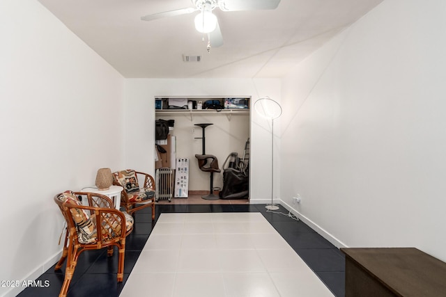 1308 N 66th St, Scottsdale, AZ 85257 - living area with ceiling fan and tile patterned floors