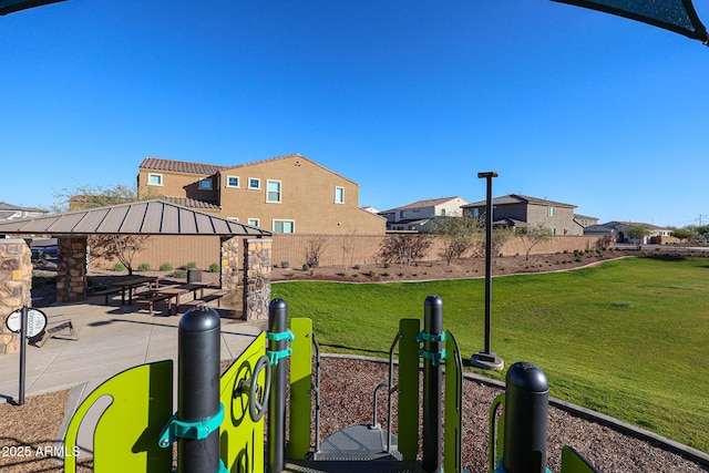 view of yard with a gazebo