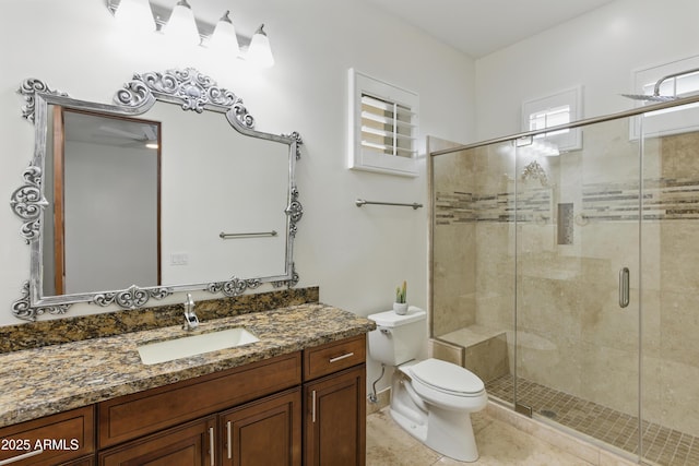 6146 E Dixileta Dr, Cave Creek, AZ 85331 - bathroom with vanity, toilet, and a shower stall