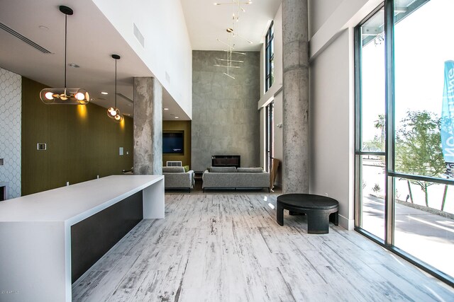 interior space with an inviting chandelier