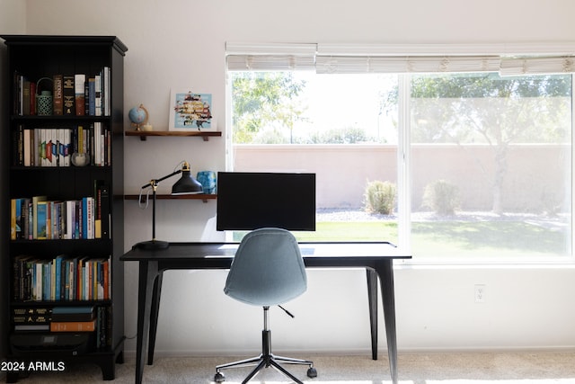 office area with carpet flooring and plenty of natural light