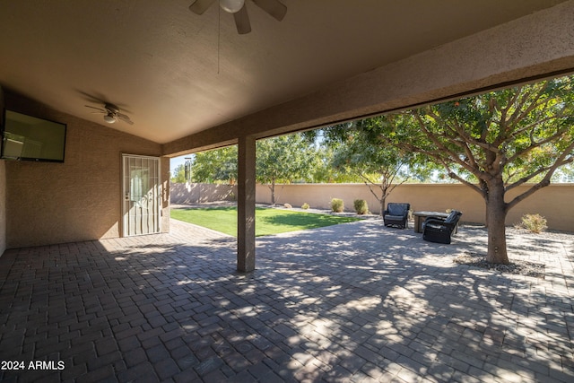 view of patio / terrace with ceiling fan