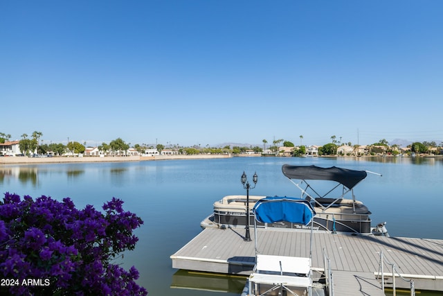 view of dock featuring a water view