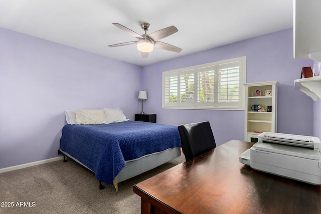 bedroom with carpet and ceiling fan