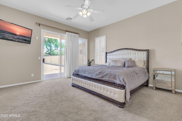 925 W San Marcos Dr, Chandler, AZ 85225 - bedroom featuring access to outside, carpet flooring, and a ceiling fan