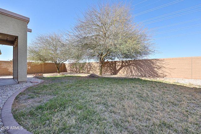 view of yard featuring a fenced backyard