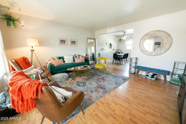 1412 W 7th Pl, Tempe, AZ 85281 - living area featuring wood finished floors and a ceiling fan