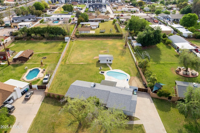 bird's eye view with a residential view