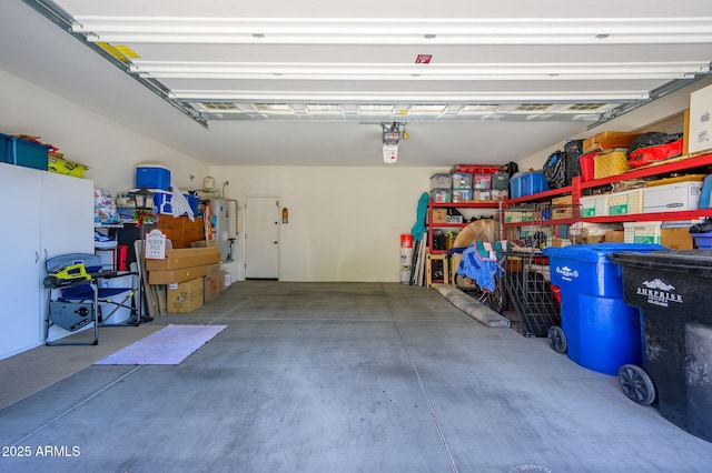 garage featuring water heater