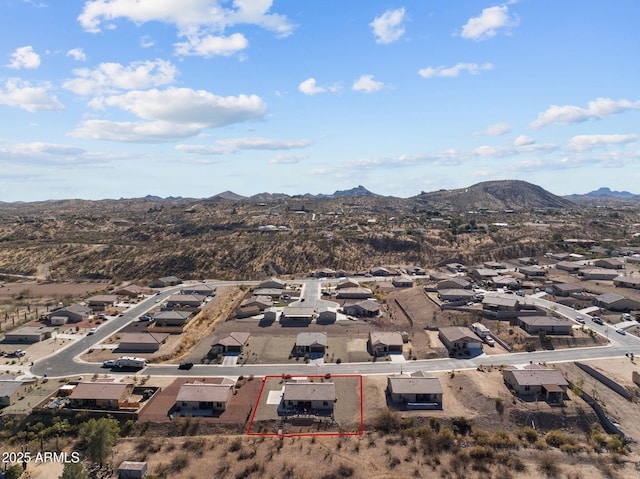 drone / aerial view with a mountain view