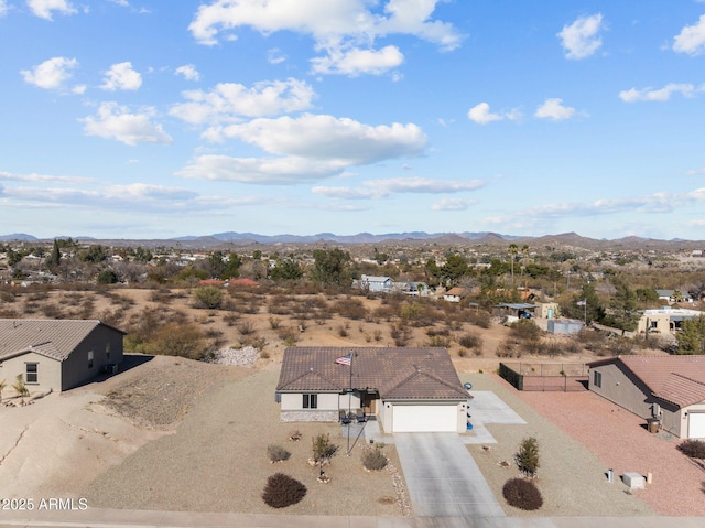 aerial view with a mountain view