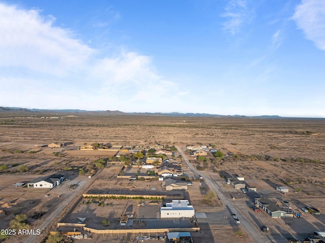 birds eye view of property featuring a mountain view and a desert view