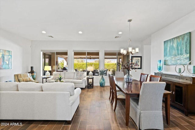 dining area featuring a chandelier