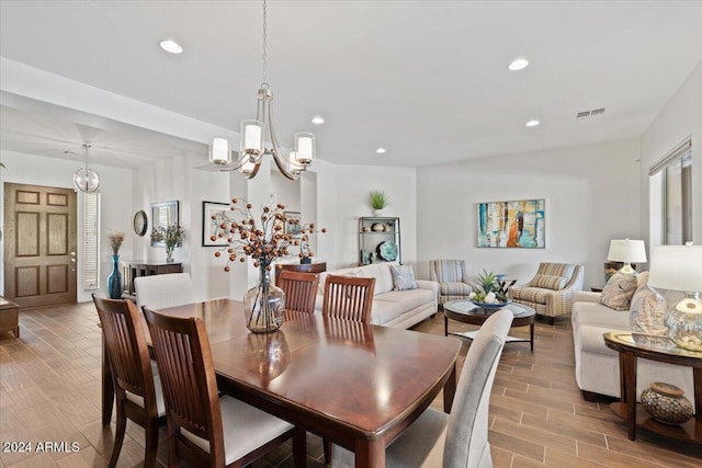 dining room featuring a chandelier