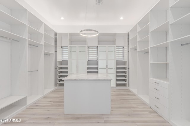 spacious closet featuring light wood-type flooring