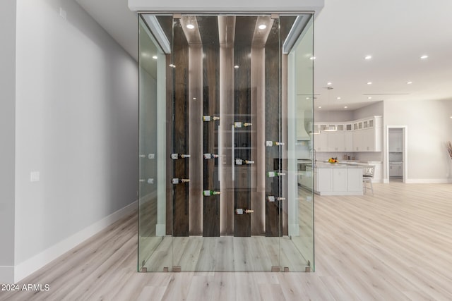 interior space with wood-type flooring and vanity