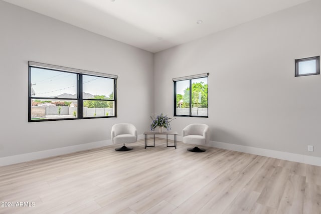 sitting room featuring light wood-type flooring