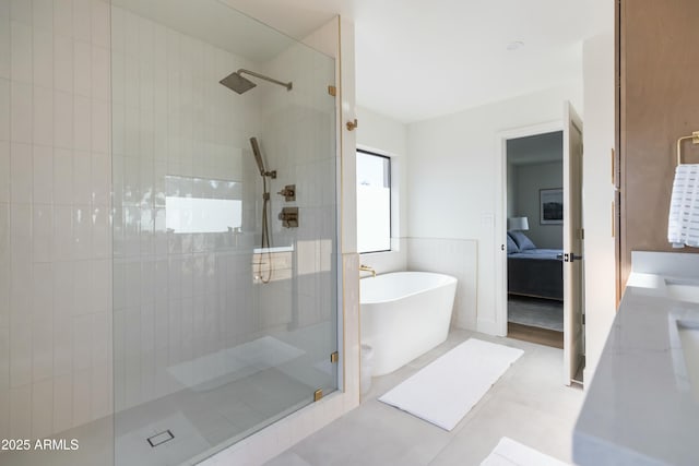 bathroom with plus walk in shower