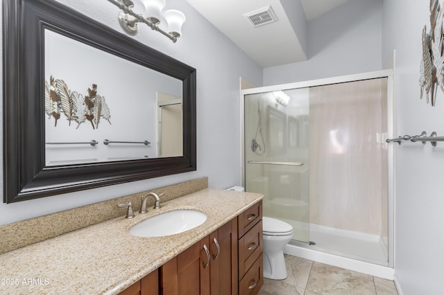 5755 W Harrison St, Chandler, AZ 85226 - full bathroom featuring visible vents, a shower stall, toilet, and vanity