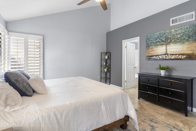 5755 W Harrison St, Chandler, AZ 85226 - bedroom with vaulted ceiling, a ceiling fan, and visible vents