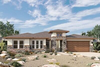 prairie-style home with a garage