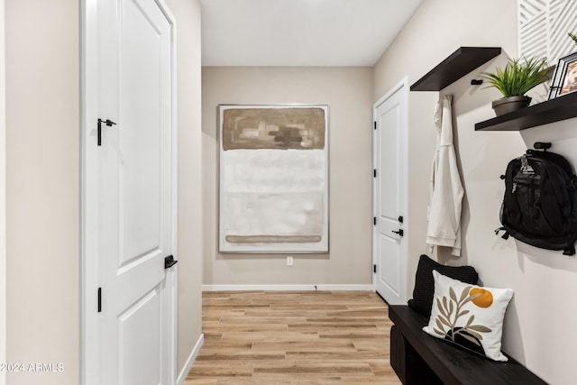 mudroom with light wood-type flooring