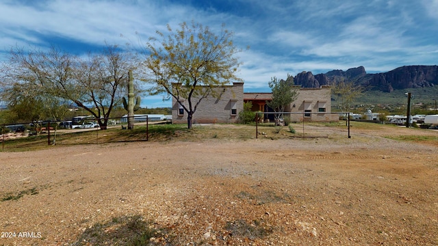 exterior space featuring a mountain view