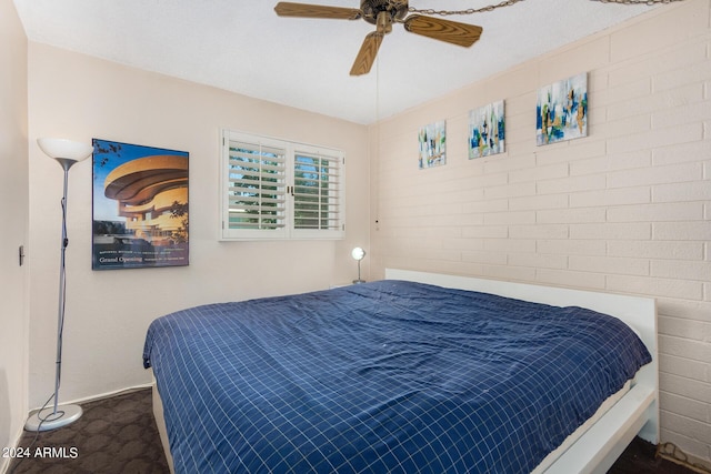 bedroom featuring ceiling fan