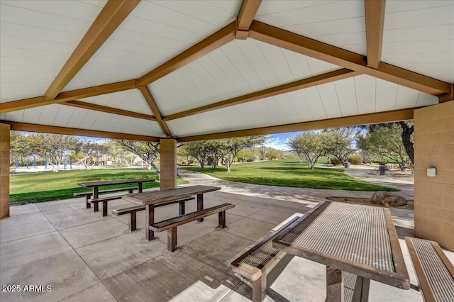 view of community with a gazebo and a yard