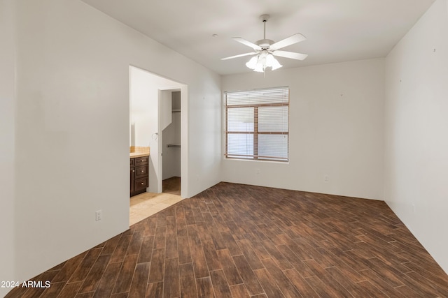 unfurnished bedroom with light hardwood / wood-style floors and ceiling fan