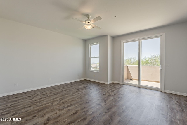 11752 N 135th Pl, Scottsdale, AZ 85259 - empty room featuring a ceiling fan, baseboards, and dark wood-style flooring