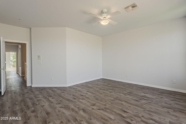 11752 N 135th Pl, Scottsdale, AZ 85259 - unfurnished room with baseboards, visible vents, dark wood-type flooring, and ceiling fan
