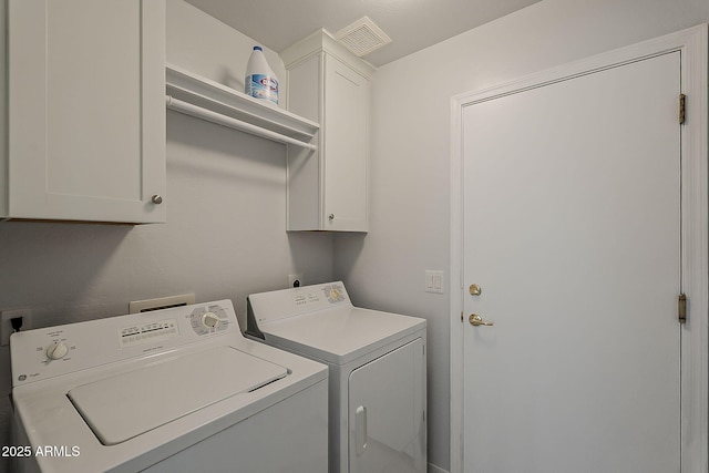 11752 N 135th Pl, Scottsdale, AZ 85259 - laundry room featuring separate washer and dryer, cabinet space, and visible vents
