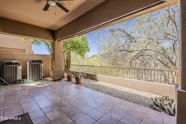 11752 N 135th Pl, Scottsdale, AZ 85259 - view of patio featuring central AC unit, fence, and ceiling fan