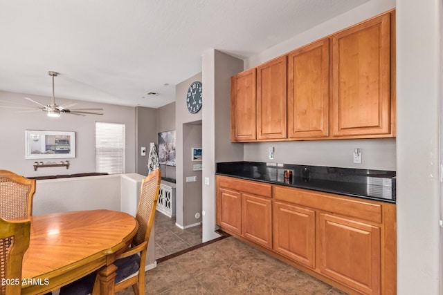 kitchen with ceiling fan